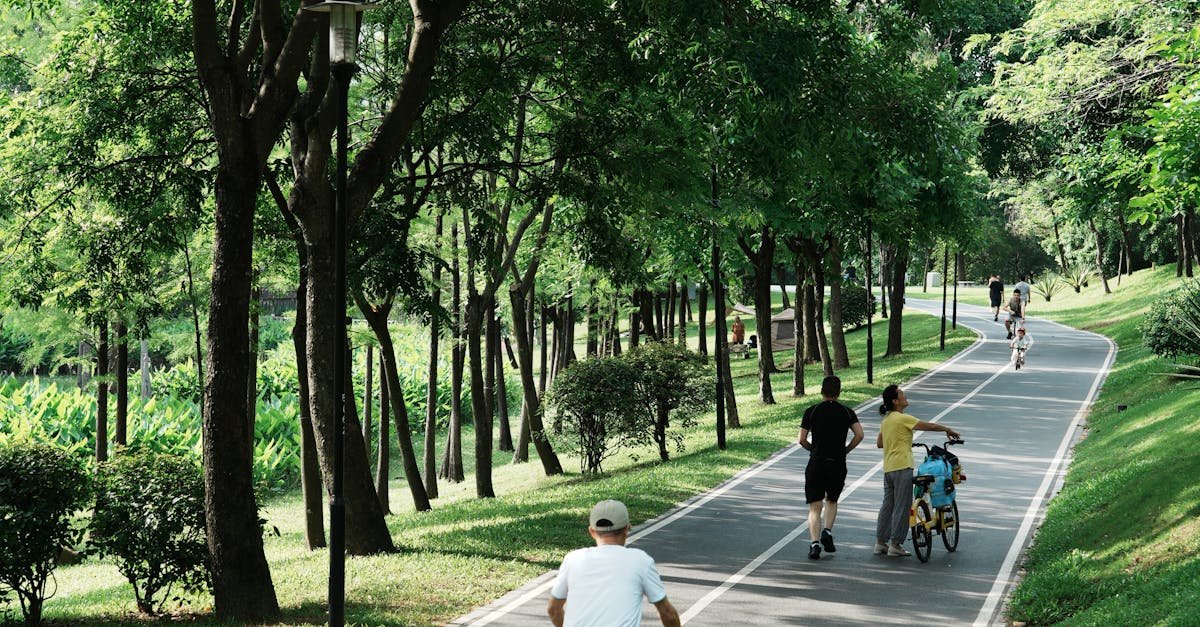 A person with a laptop sitting in a café or park, with a vibrant city neighborhood in the background.